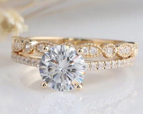 18K White Gold Diamond Engagement Wedding Rings 1.25CT 6.5mm ODM