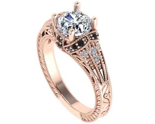 Round Brilliant Cut 18K Rose Gold Ring Illusion Setting Type GIA certificate ODM