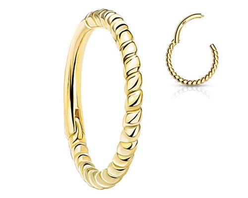 Twisted Rope 14k Gold Nose Ring 18G , Nose Piercing Clicker for Gift