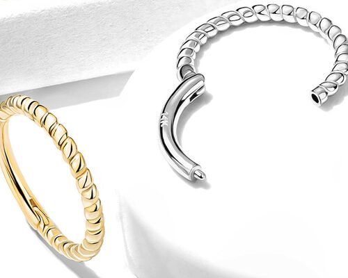 Twisted Rope 14k Gold Nose Ring 18G , Nose Piercing Clicker for Gift