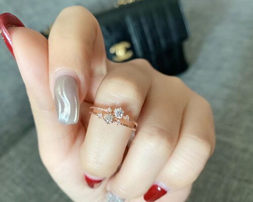 Claw Setting 14k Gold Diamond Ring , 0.1 Ct Diamond Ring For Gift