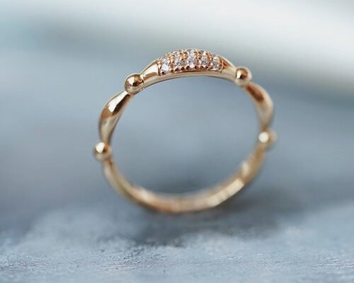 14K Rose Gold Real Diamond Jewellery Ring Dainty OEM ODM for Wedding