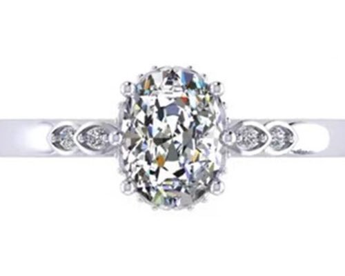 Oval Cut 18k White Gold Engagement Ring 8.0×6.0mm Dimension ODM