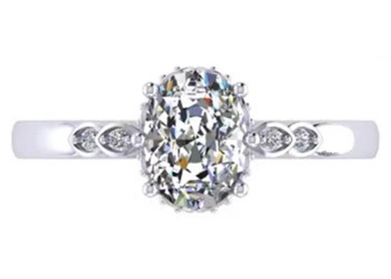 Oval Cut 18k White Gold Engagement Ring 8.0×6.0mm Dimension ODM