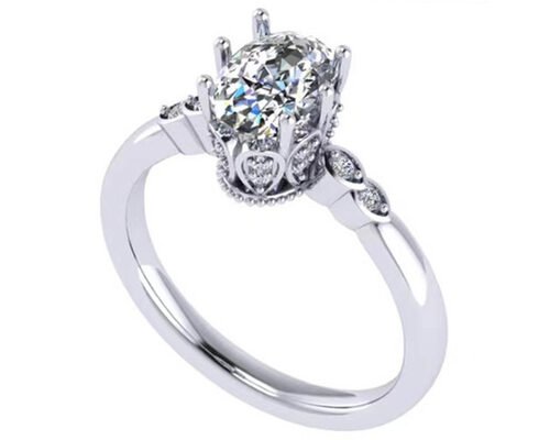 Oval Cut 18k White Gold Engagement Ring 8.0×6.0mm Dimension ODM