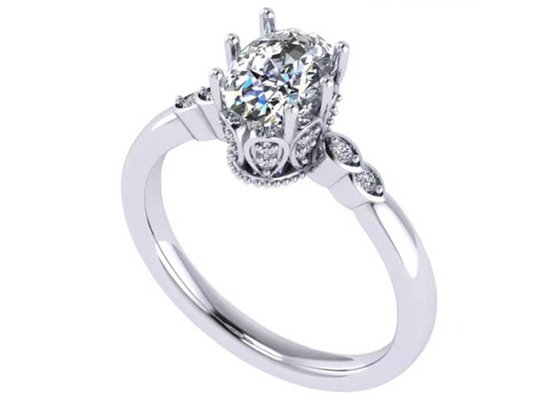 Oval Cut 18k White Gold Engagement Ring 8.0×6.0mm Dimension ODM