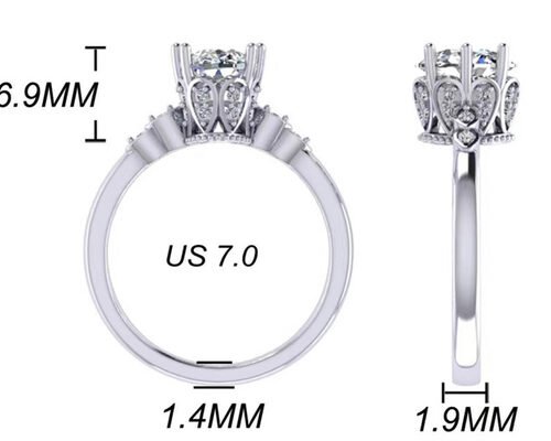 Oval Cut 18k White Gold Engagement Ring 8.0×6.0mm Dimension ODM