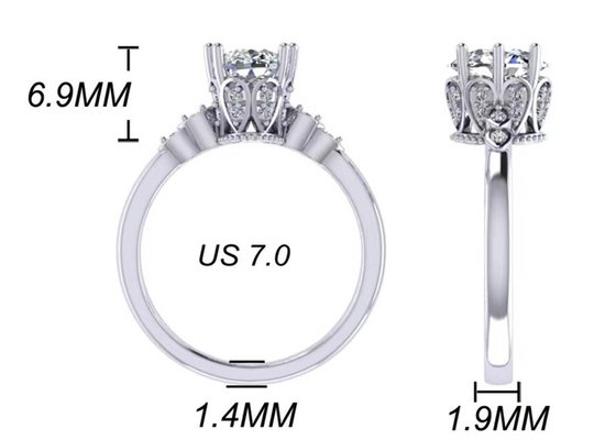 Oval Cut 18k White Gold Engagement Ring 8.0×6.0mm Dimension ODM