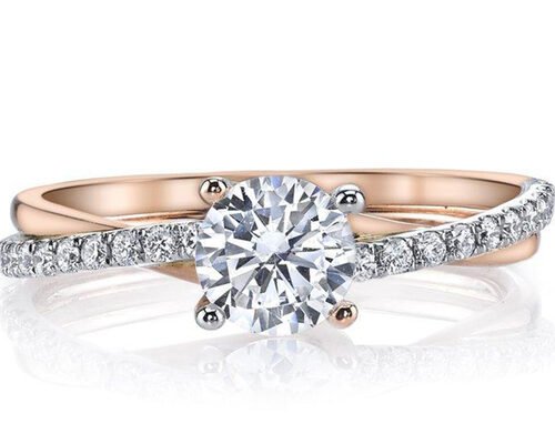 2 Tone Color 9K Silver Ring With 6mm Moissanite Diamond 0.81ct