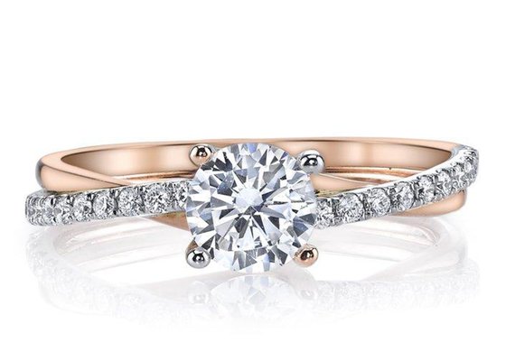 2 Tone Color 9K Silver Ring With 6mm Moissanite Diamond 0.81ct