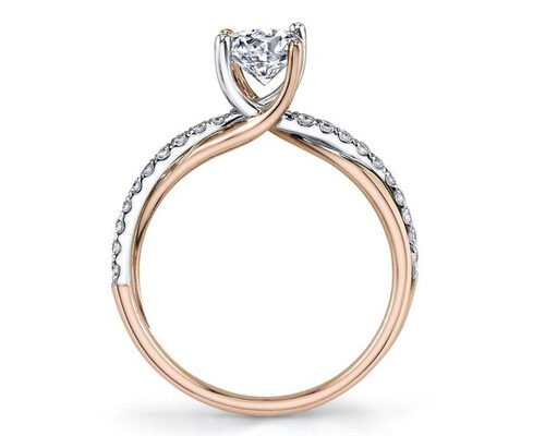 2 Tone Color 9K Silver Ring With 6mm Moissanite Diamond 0.81ct