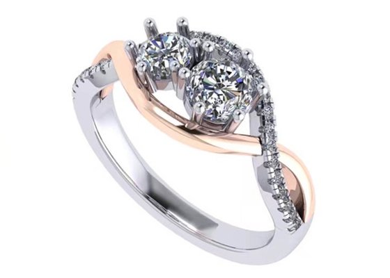 Round Cut 9K Silver Ring 9 Carat Romantic 2 Tone Color ODM For Wedding