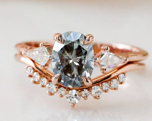 1ct Lab Grown Moissanite Ring 9K Grey color for engagement ODM
