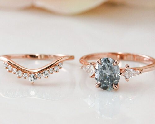 1ct Lab Grown Moissanite Ring 9K Grey color for engagement ODM