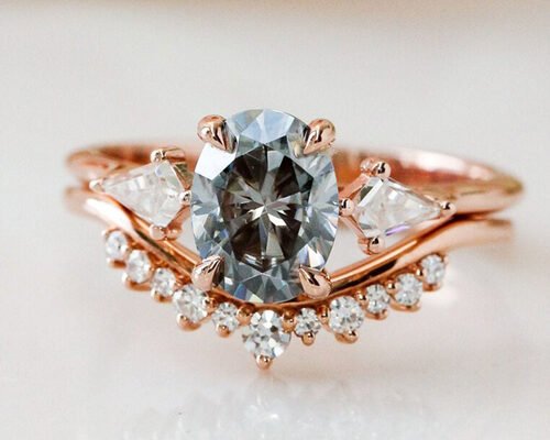1ct Lab Grown Moissanite Ring 9K Grey color for engagement ODM