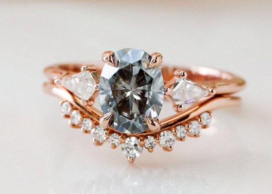 1ct Lab Grown Moissanite Ring 9K Grey color for engagement ODM