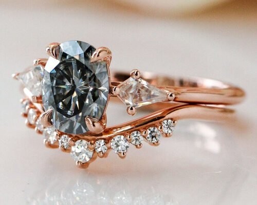 1ct Lab Grown Moissanite Ring 9K Grey color for engagement ODM