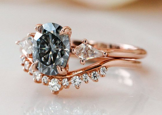 1ct Lab Grown Moissanite Ring 9K Grey color for engagement ODM