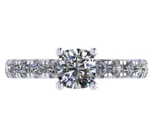 6x6mm 14k Solid Gold Jewellery , 24pcs 1.44ct Natural Diamond Engagement Ring