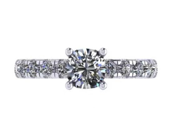 6x6mm 14k Solid Gold Jewellery , 24pcs 1.44ct Natural Diamond Engagement Ring