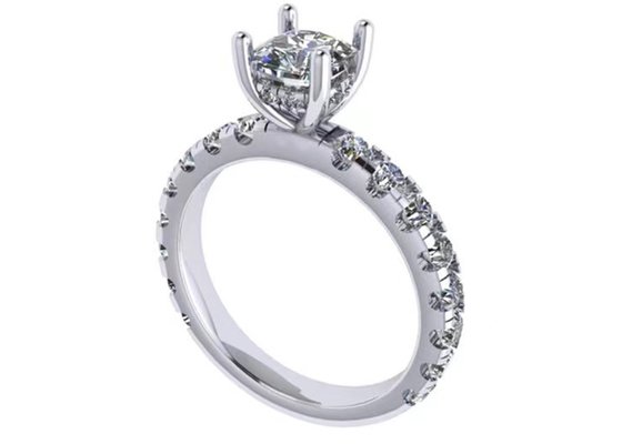 6x6mm 14k Solid Gold Jewellery , 24pcs 1.44ct Natural Diamond Engagement Ring