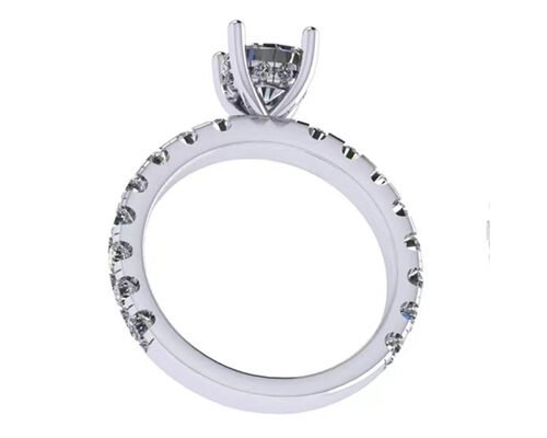 6x6mm 14k Solid Gold Jewellery , 24pcs 1.44ct Natural Diamond Engagement Ring
