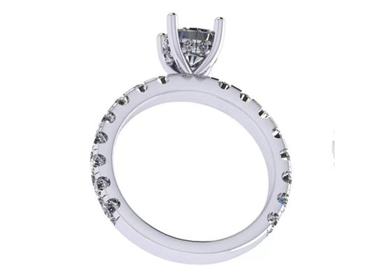 6x6mm 14k Solid Gold Jewellery , 24pcs 1.44ct Natural Diamond Engagement Ring