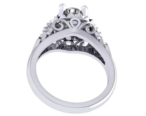 White Gold Lab Made Diamond Engagement Rings Brilliant Cut 1ct RD6.5MM size
