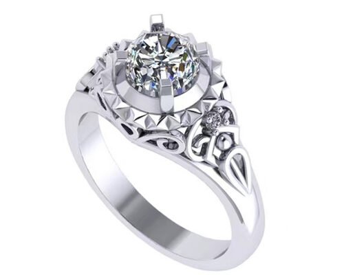 White Gold Lab Made Diamond Engagement Rings Brilliant Cut 1ct RD6.5MM size