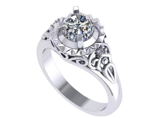 White Gold Lab Made Diamond Engagement Rings Brilliant Cut 1ct RD6.5MM size