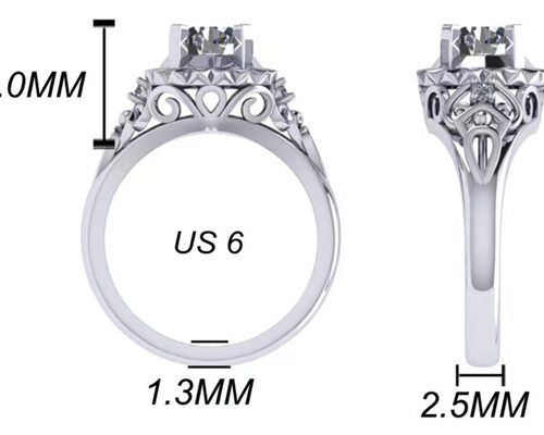 White Gold Lab Made Diamond Engagement Rings Brilliant Cut 1ct RD6.5MM size