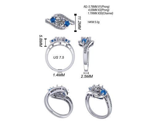 0.8 Carat Natural Blue Topaz Ring Prong Setting Type for Engagement