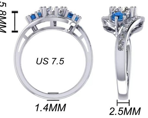 0.8 Carat Natural Blue Topaz Ring Prong Setting Type for Engagement