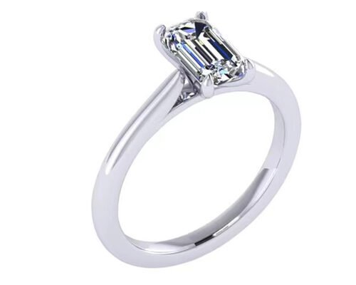 1.05 Ct 14K Solid Gold Jewellery , Emerald Cut Diamond Engagement Rings EM7.86×2.89MM