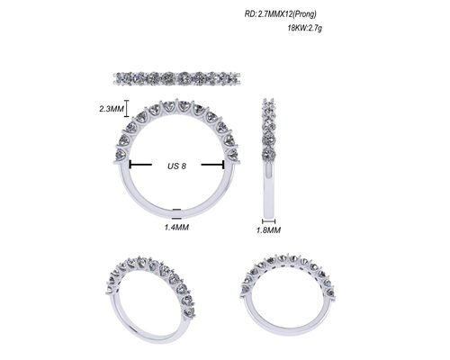 1.2 ct Engagement And Wedding Ring Set 1.93g Weight RD2.7MM Size