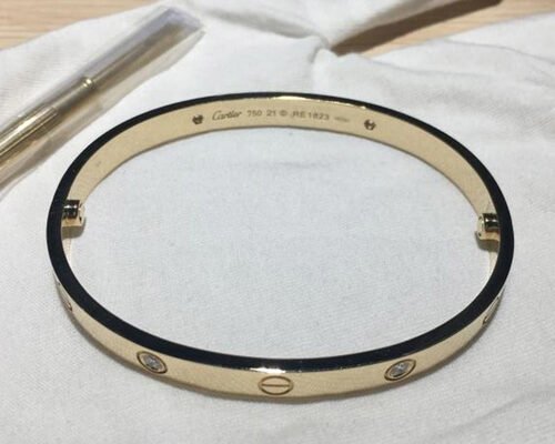 0.42ct 38.05g 18K Solid Gold Jewellery Natural Diamond Love Bracelet oDM