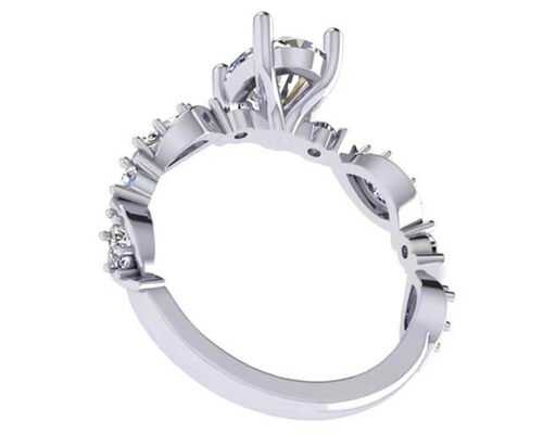 6.4mm 18k White Gold Diamond Engagement Ring , Oval Shape Diamond Ring OEM ODM