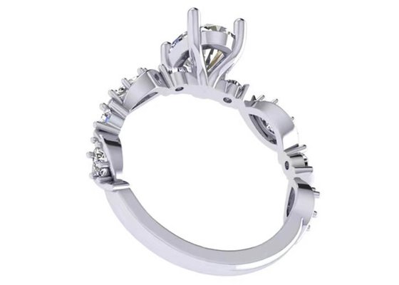 6.4mm 18k White Gold Diamond Engagement Ring , Oval Shape Diamond Ring OEM ODM