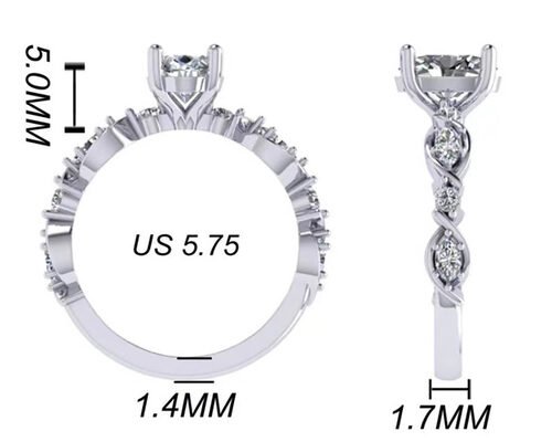 6.4mm 18k White Gold Diamond Engagement Ring , Oval Shape Diamond Ring OEM ODM