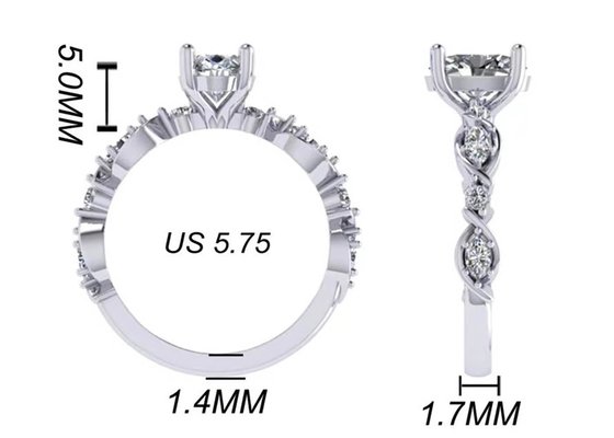 6.4mm 18k White Gold Diamond Engagement Ring , Oval Shape Diamond Ring OEM ODM