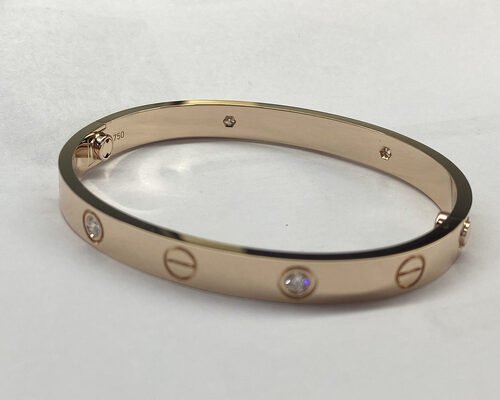 0.42ct 38.05g 18K Solid Gold Jewellery Natural Diamond Love Bracelet oDM