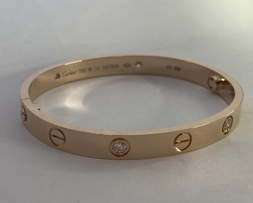 0.42ct 38.05g 18K Solid Gold Jewellery Natural Diamond Love Bracelet oDM