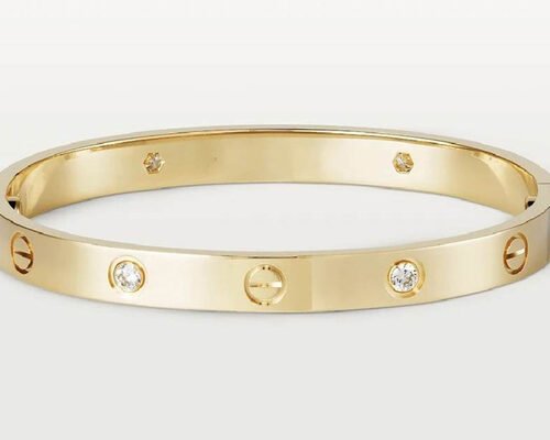 0.42ct 38.05g 18K Solid Gold Jewellery Natural Diamond Love Bracelet oDM