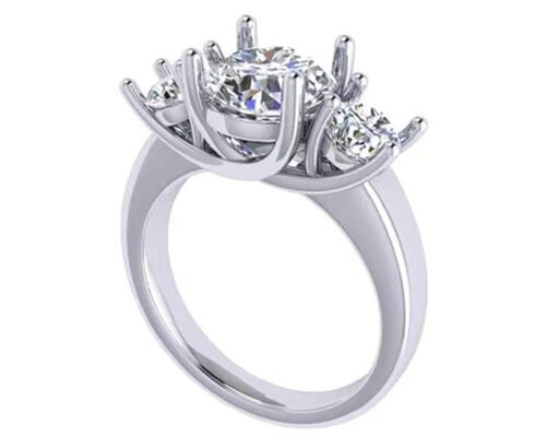 Round Cut 14k Solid Gold Jewellery White Gold Color Plated 2.21g Weight 8.4×5.05mm