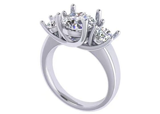 Round Cut 14k Solid Gold Jewellery White Gold Color Plated 2.21g Weight 8.4×5.05mm