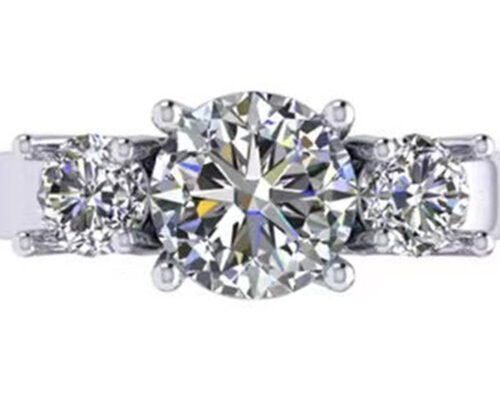 Round Cut 14k Solid Gold Jewellery White Gold Color Plated 2.21g Weight 8.4×5.05mm