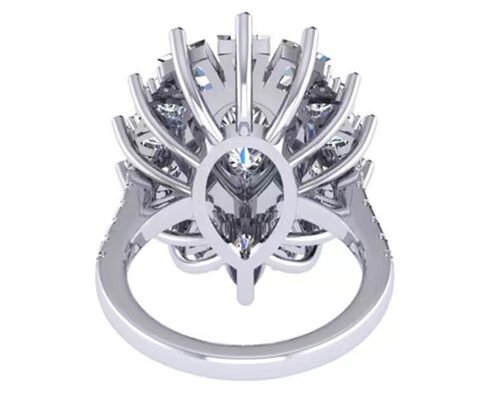 1.5ct 49pcs Classic Halo Diamond Engagement Ring White Gold Color Plated ODM