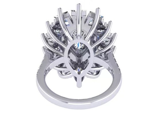 1.5ct 49pcs Classic Halo Diamond Engagement Ring White Gold Color Plated ODM