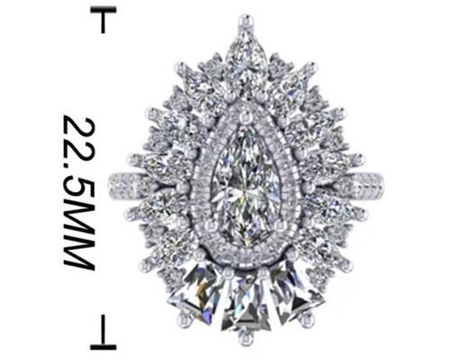 1.5ct 49pcs Classic Halo Diamond Engagement Ring White Gold Color Plated ODM