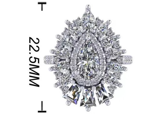 1.5ct 49pcs Classic Halo Diamond Engagement Ring White Gold Color Plated ODM